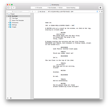 Screenplay Formatting Screenshot