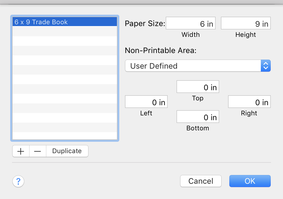 Managing Custom Sizes