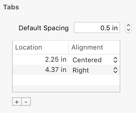 Tabs for right header