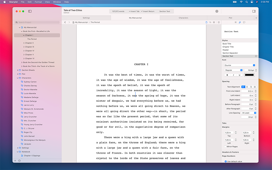 Window Tab Support in Storyist 4.2.